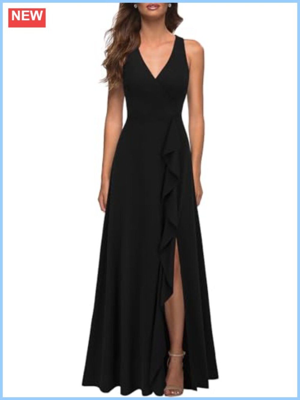Womens Deep V Neck Sleeveless Maxi Dress Split A-Line Formal Evening Summer